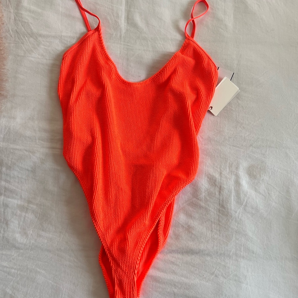 Good American orange swimsuit
